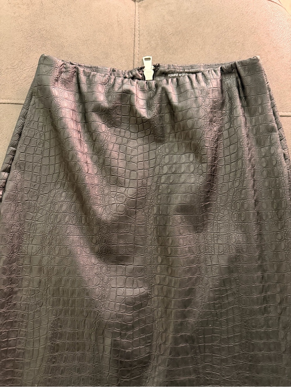 naked wardrobe Black Croc-Embossed Midi Pencil Skirt - Picture 2 of 9